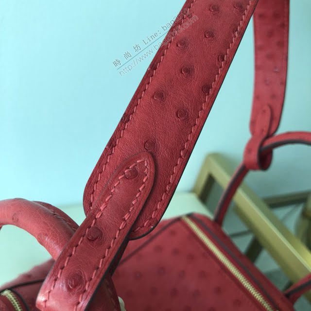 Hermes女包 愛馬仕Lindy 南非鴕鳥皮 Hermes鴕鳥皮琳迪包 中國紅  am1977
